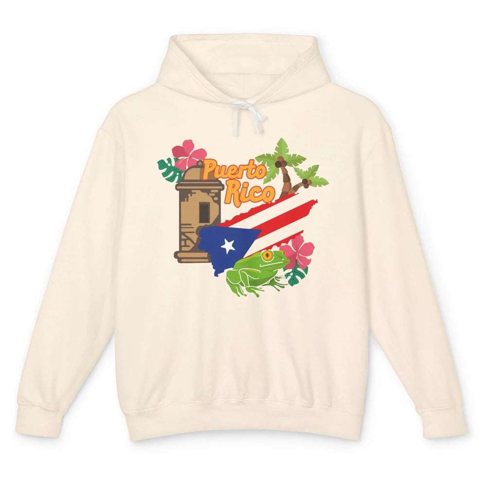 Leopard Flower Puerto Rico Flag Frog Summer Puerto Rican Unisex Lightweight Hoodie