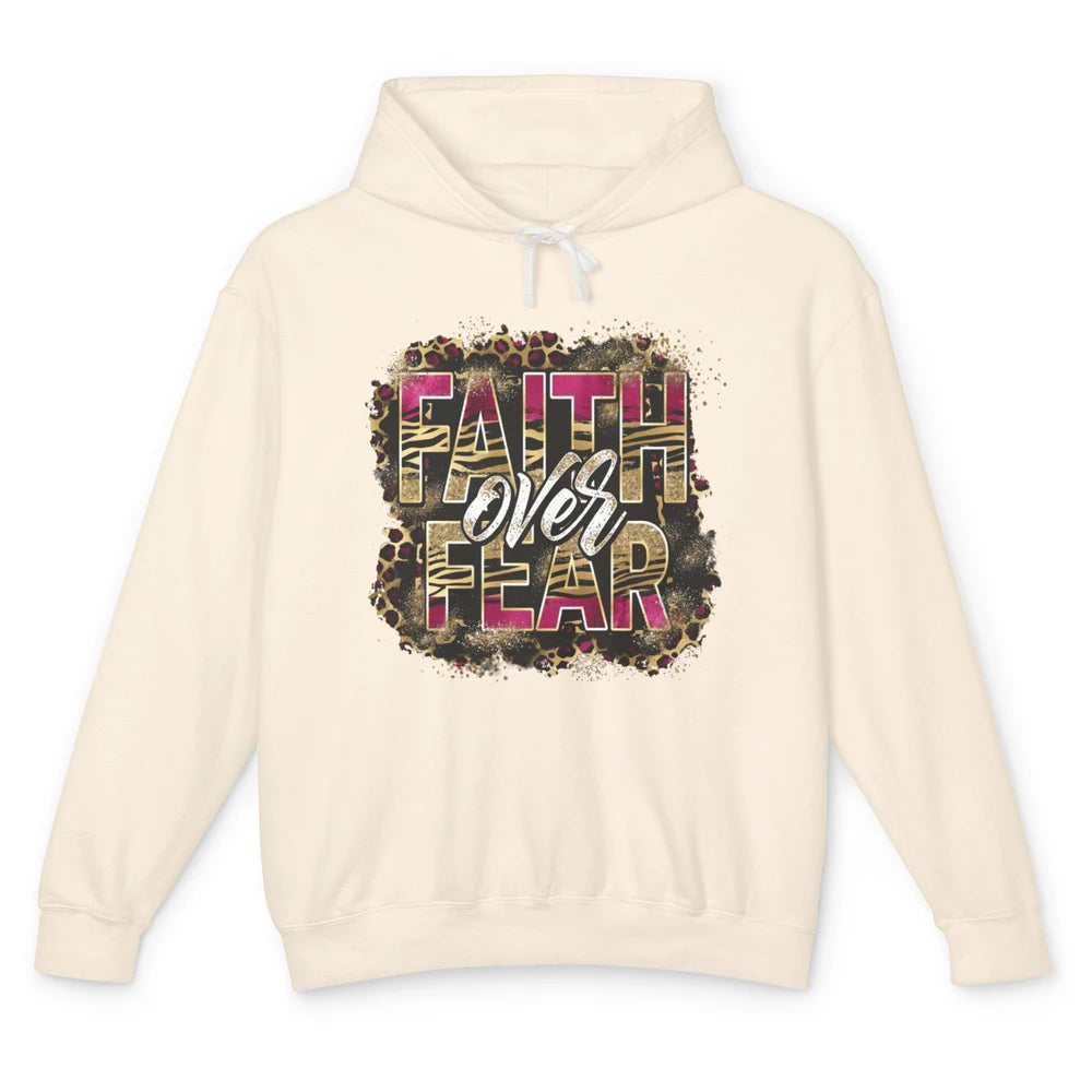 Leopard Faith Over Fear Christian Jesus Christ God Bible Unisex Lightweight Hoodie