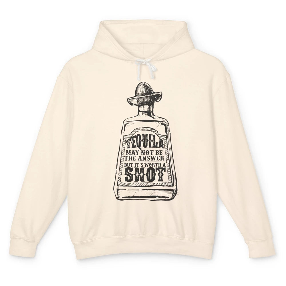 Retro Cowboy Hat Tequila May Not Be Answer Western Country Unisex Lightweight Hoodie