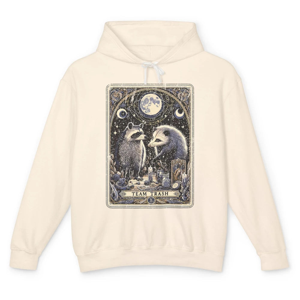 Team Trash Tarot Card Opossum Witchcraft Goth Possum Vintage Panda Raccoon Sarcastic Unisex Lightweight Hoodie