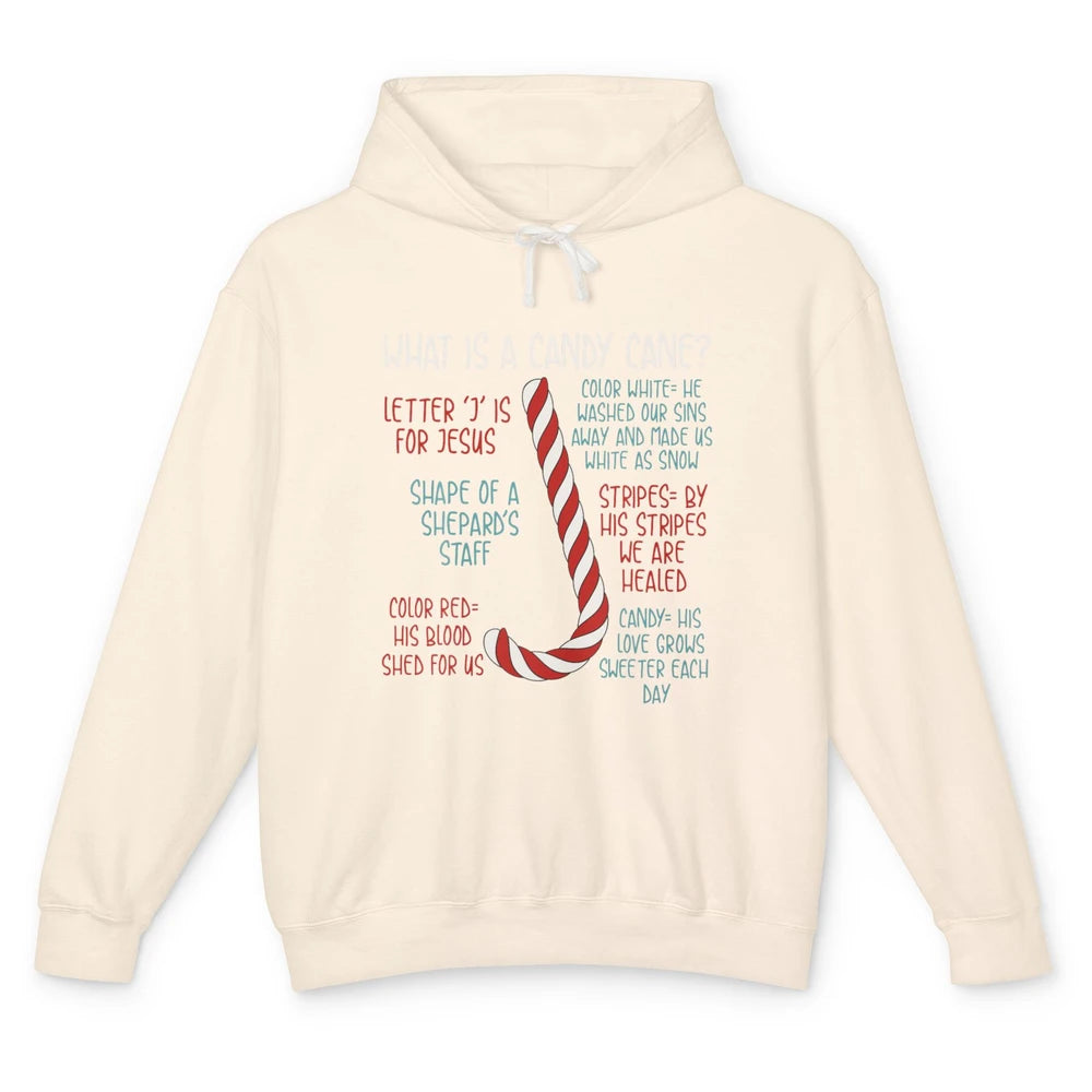 Merry Christmas Candy Cane Xmas Sayings Believe Faith Jesus Unisex Lightweight Hoodie