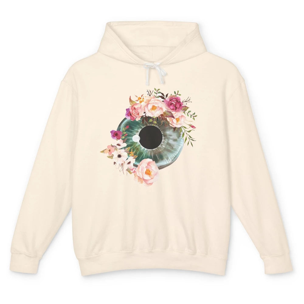 Floral Eyeball Optometrist Eye Anatomy Ophthalmology Tech Unisex Lightweight Hoodie