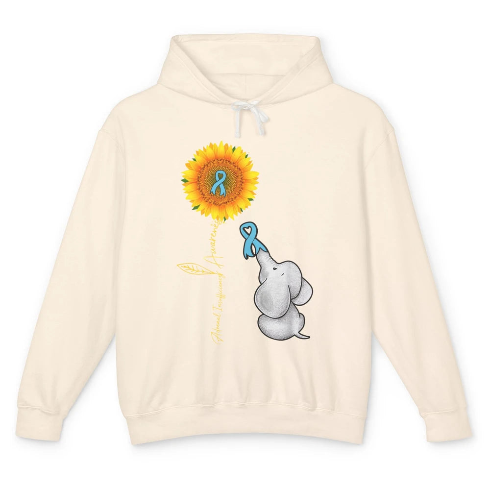 Adrenal Insufficiency Awareness Baby Elephant Sunflower Unisex Lightweight Hoodie