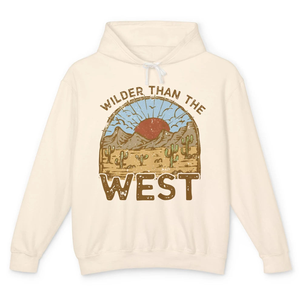 Retro Desert Sunrise Wilder Than The West Western Country Unisex Lightweight Hoodie