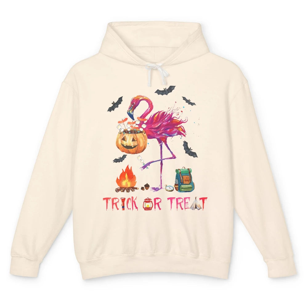 Flamingo Trick or Treat Halloween Camping Lovers Gift Unisex Lightweight Hoodie