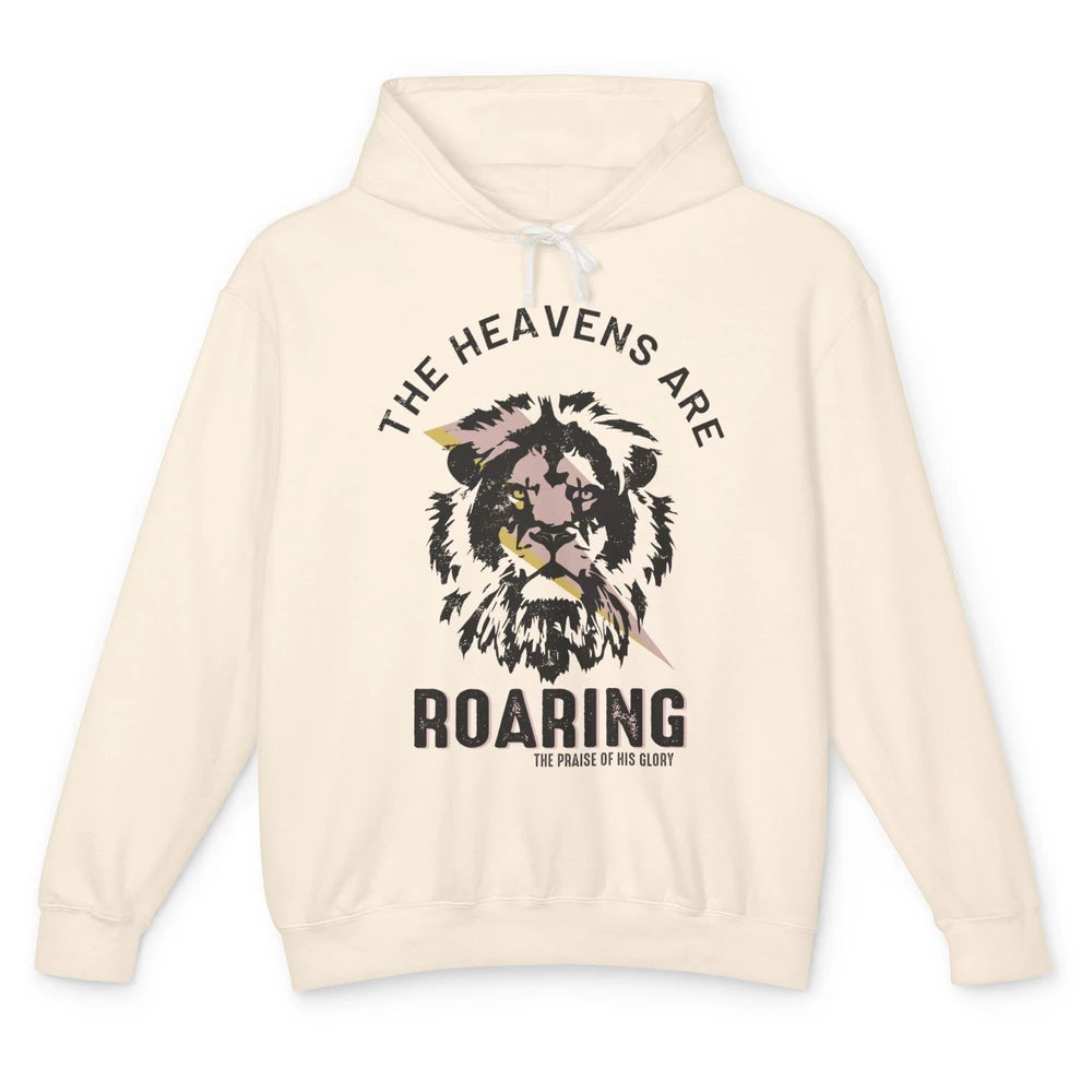 Lion Lightning Bolt Heavens Are Roaring Christian Catholic Unisex Lightweight Hoodie