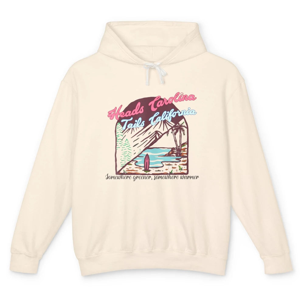 Western Heads Carolina Tails California Retro Beach Surf Unisex Lightweight Hoodie