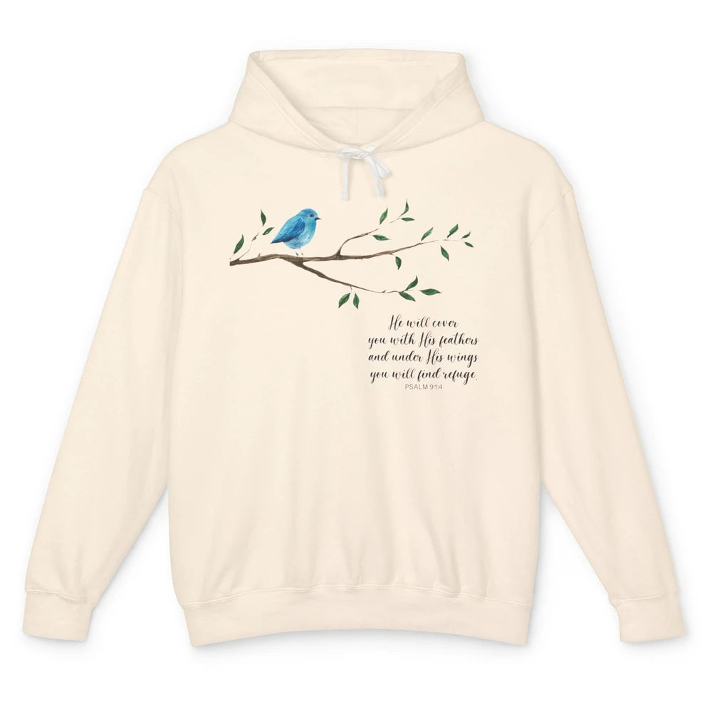 Christian God Cover You With His Feathers Bible Religious Unisex Lightweight Hoodie