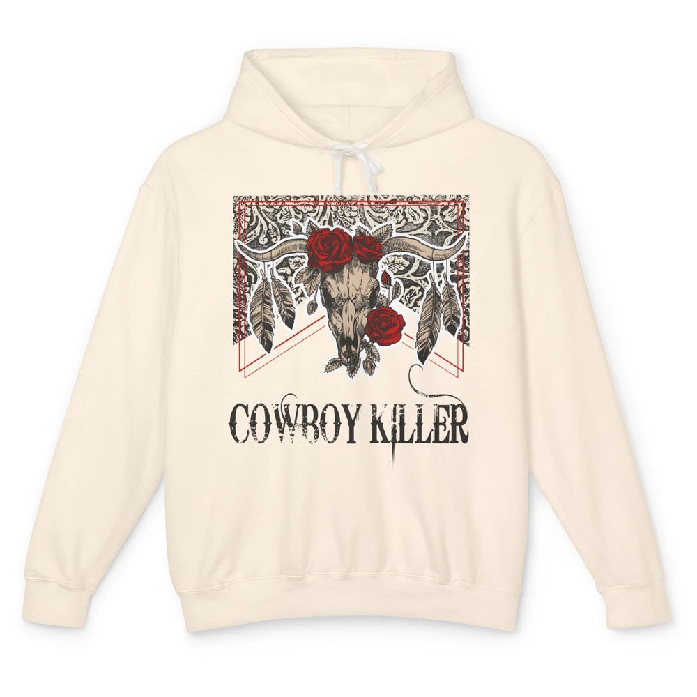 Texas Floral Skull Cowboy Killer Western Country Vintage Unisex Lightweight Hoodie