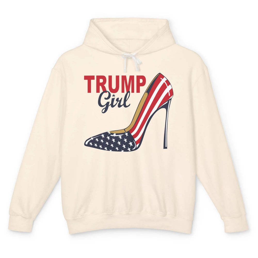 Trump Girl American Flag High Heels Republican Trump Support Unisex Lightweight Hoodie