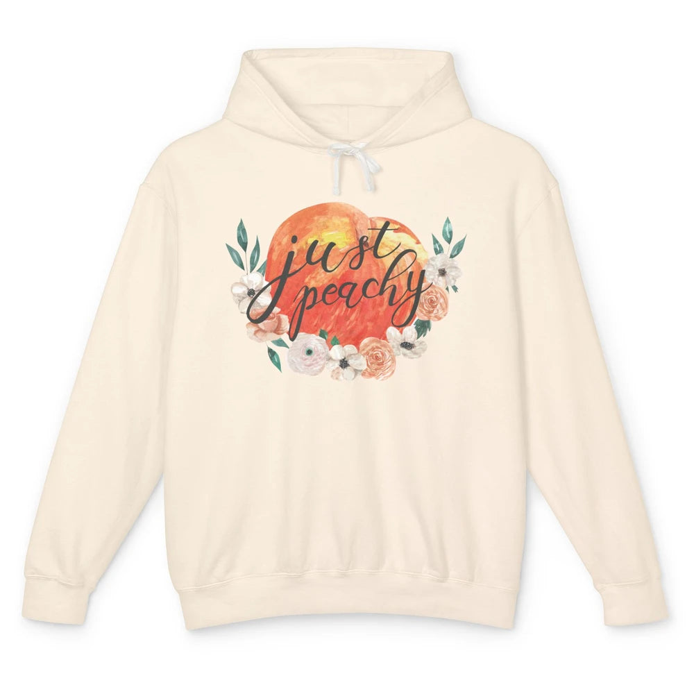 Just Peachy Retro 70s Georgia Peaches Summer Fruit Unisex Lightweight Hoodie