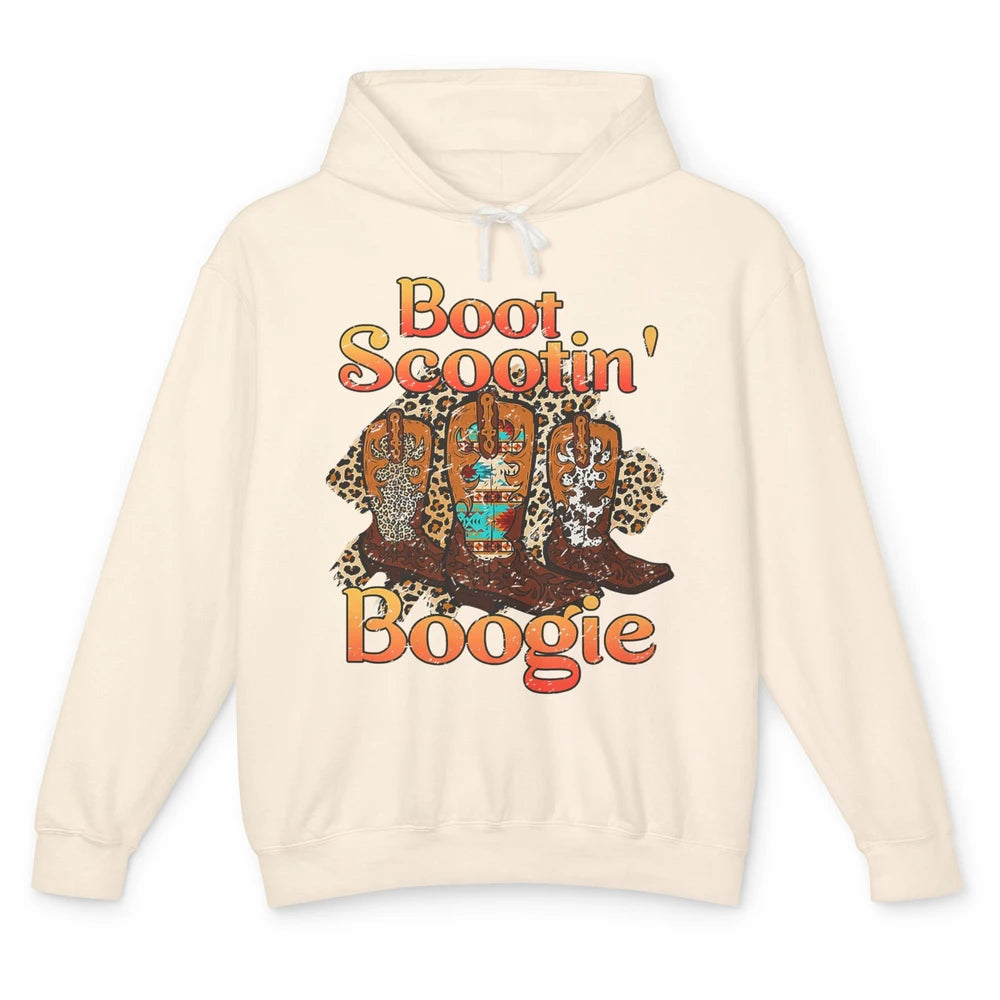 Leopard Cowboy Boots Rodeo Scooting Boogie Western Country Unisex Lightweight Hoodie