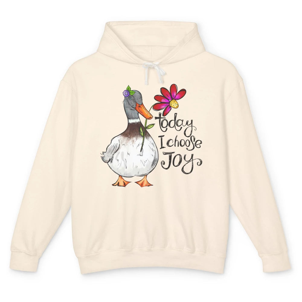 Christian Duck Today I Choose Joy Bible Verse Hand Drawn Unisex Lightweight Hoodie