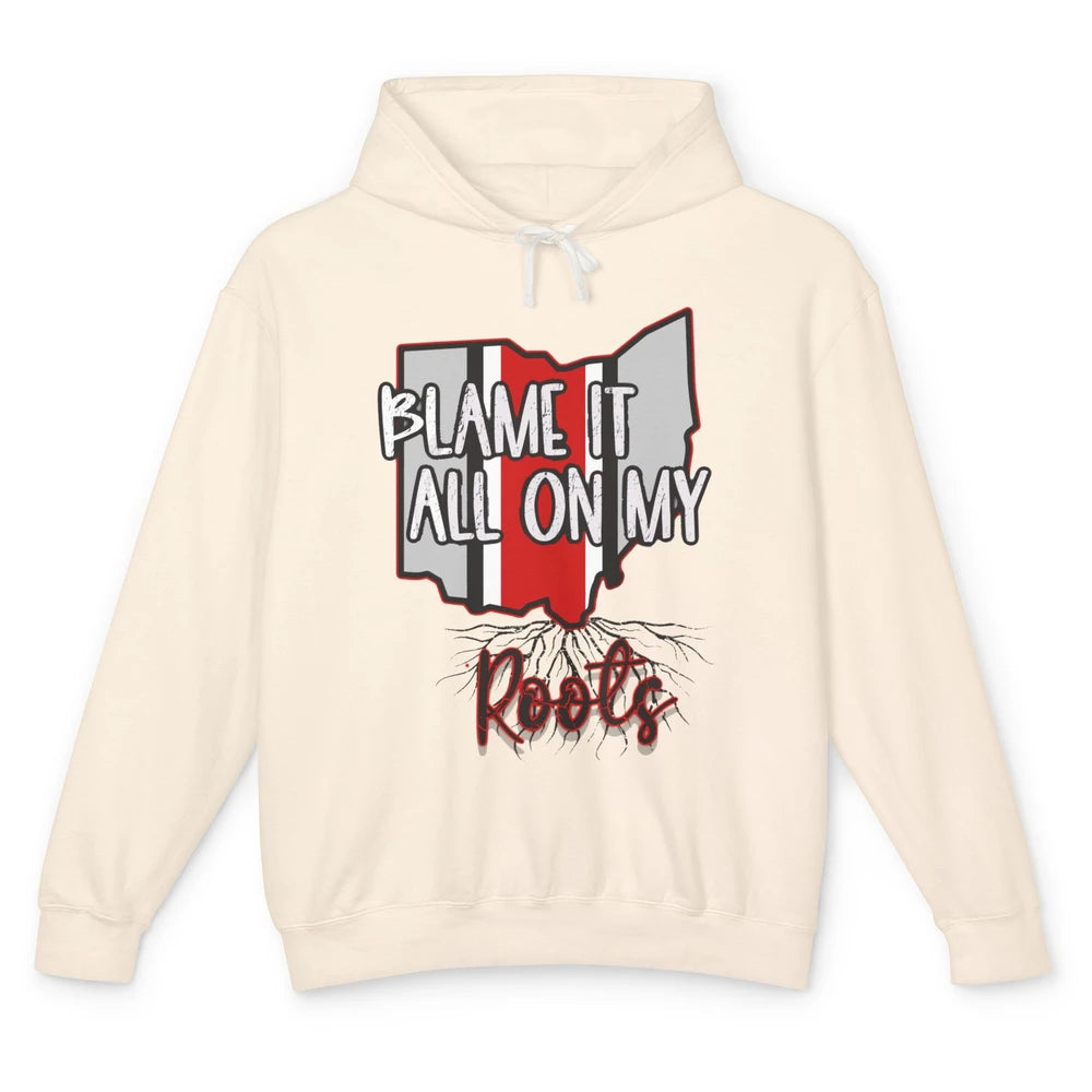 Retro Ohio Map Blame It All On My Roots Ohio Pride Gift Unisex Lightweight Hoodie