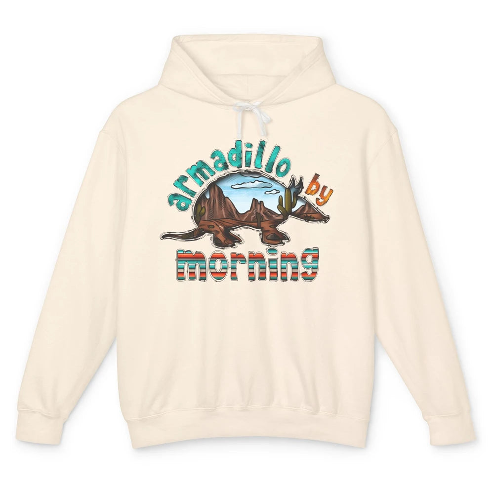 Retro Desert Sunset Armadillo By Morning Western Country Unisex Lightweight Hoodie