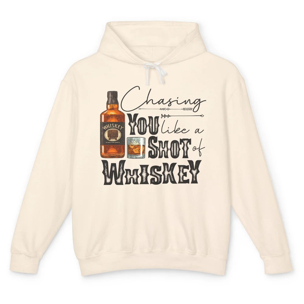 Retro Whiskey Chasing You Like A Shot Of Whiskey Western Unisex Lightweight Hoodie