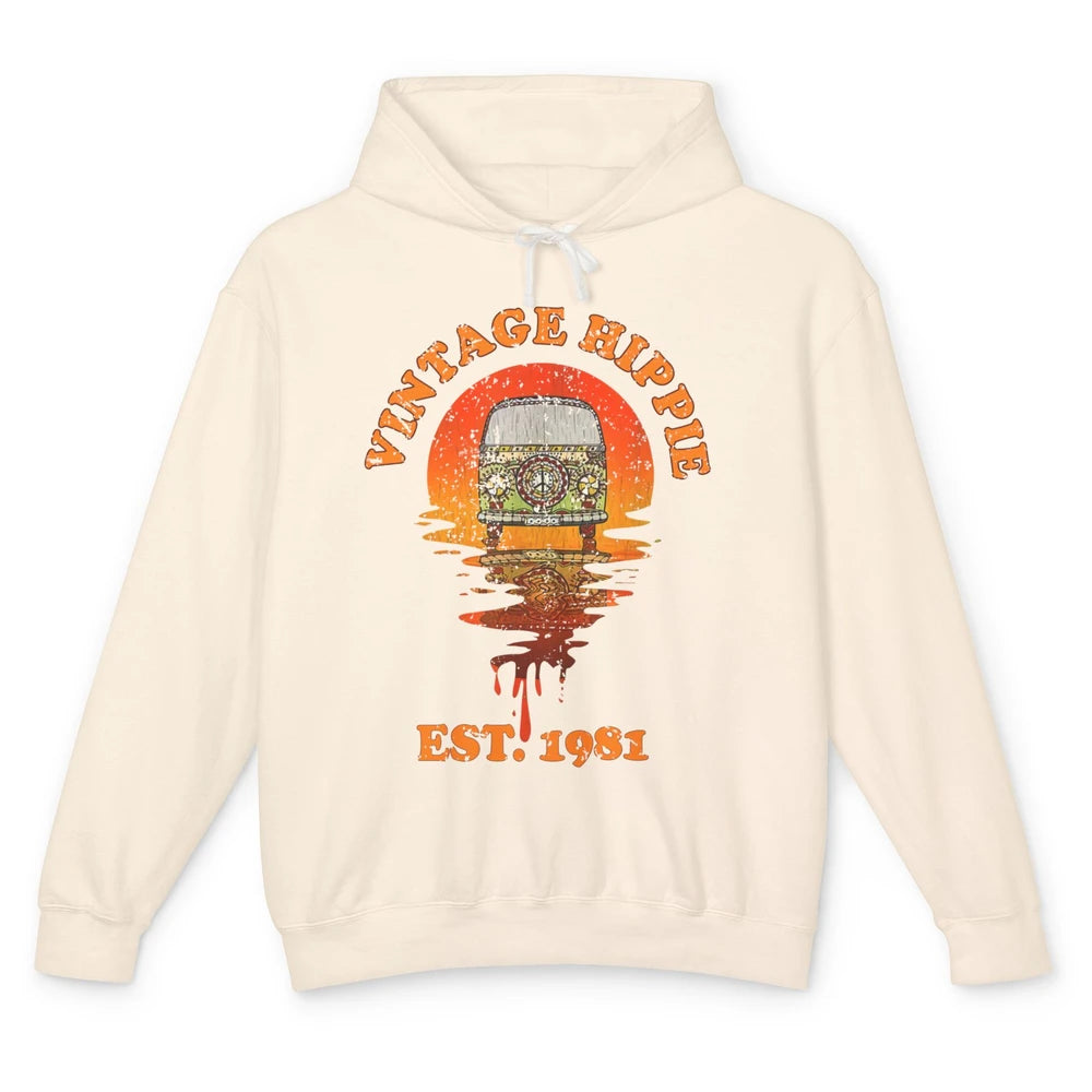 Vintage Hippie 1981 40th Birthday Hippie Van Peace Lovers Unisex Lightweight Hoodie