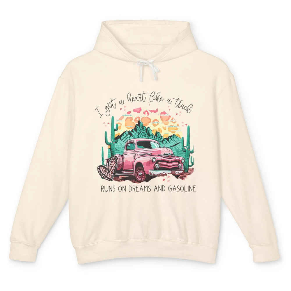 Western Sunset Cowgirl I Got Heart Like Truck Rodeo Cactus Unisex Lightweight Hoodie