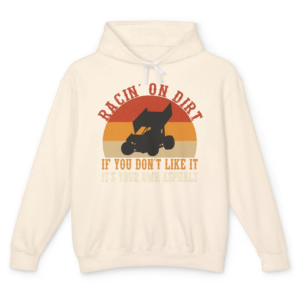 Racing On Dirt Truck Sprint Car Retro Race Track Vintage Unisex Lightweight Hoodie