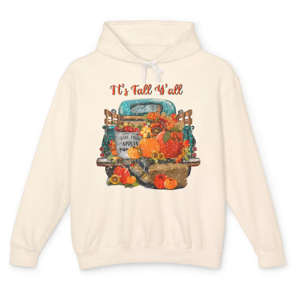 Retro Pumpkin Truck Sunflower Western Pumpkin Season Fall Unisex Lightweight Hoodie