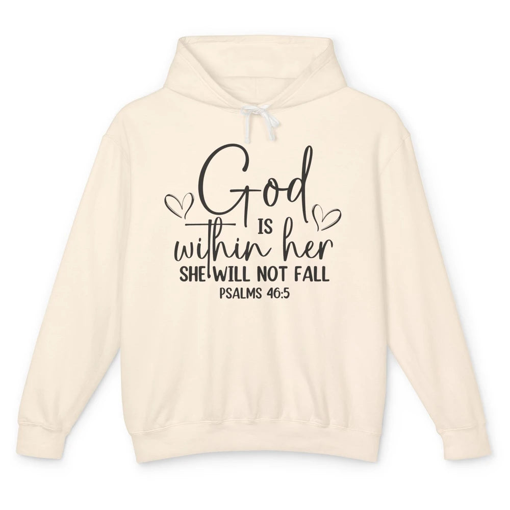 Christian God Is Within Her She Will Not Fall Bible Verse Unisex Lightweight Hoodie