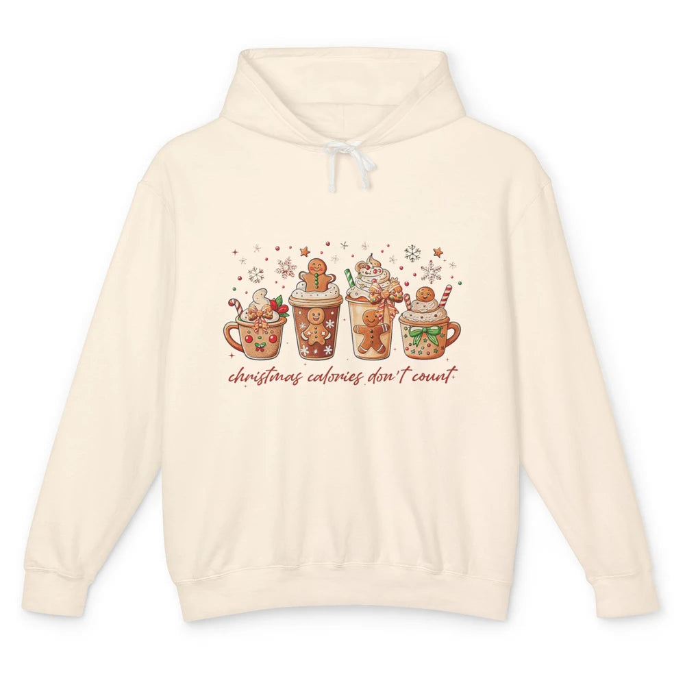 Christmas Calories Not Count Funny Gingerbread Coquette Coffee Xmas Unisex Lightweight Hoodie