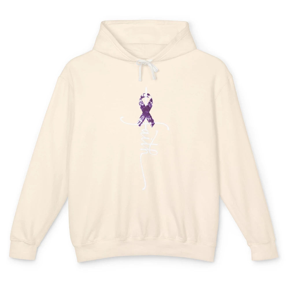 Faith Overdose Awareness Cross Purple Ribbon Tie Dye Warrior Unisex Lightweight Hoodie