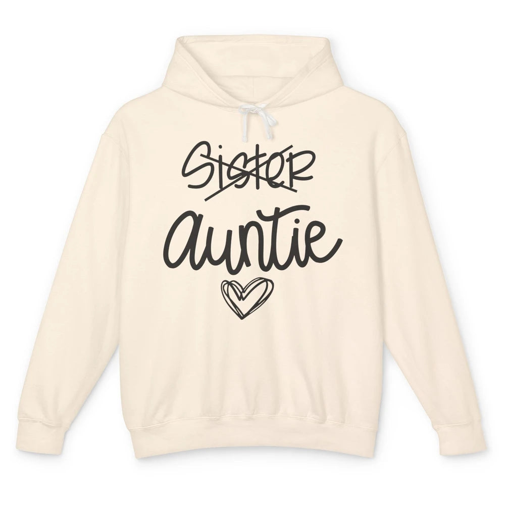 Funny Sister Promoted To Auntie Heart Sister Aunt Gift Unisex Lightweight Hoodie