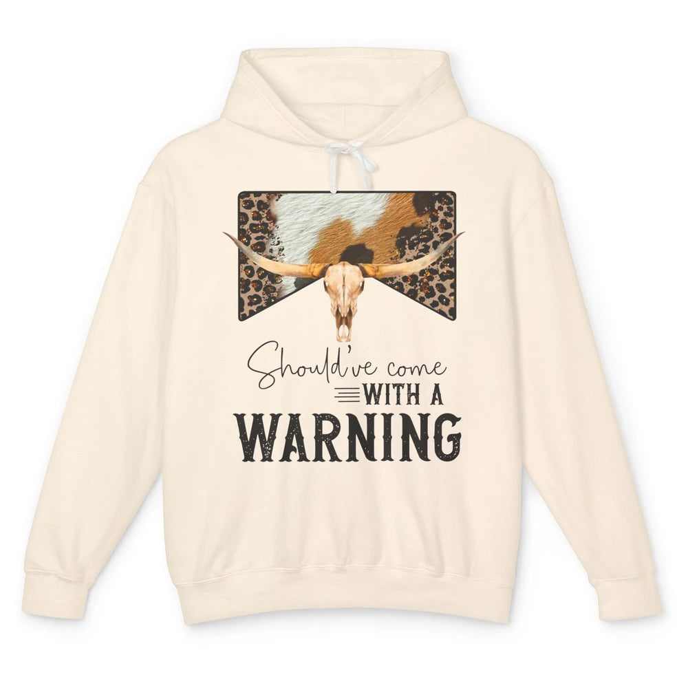 Leopard Cow Skull Should've Come With A Warning Western Unisex Lightweight Hoodie