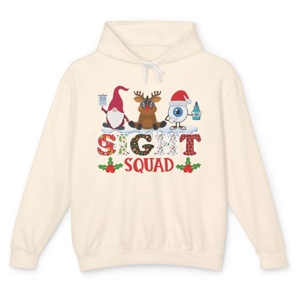 Optometrist Sight Squad Gnome Reindeer Optician Christmas Unisex Lightweight Hoodie