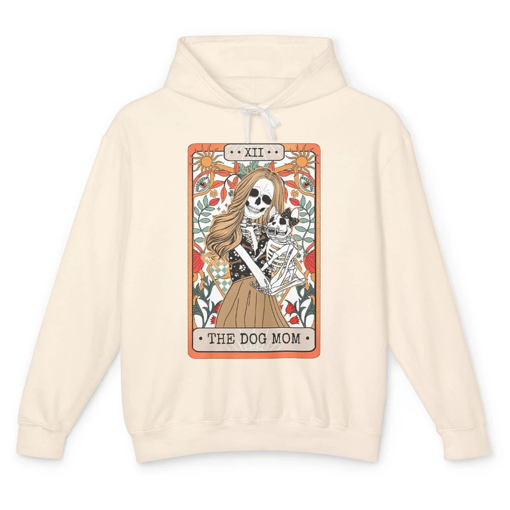 Retro Skeleton Tarot Card The Dog Mom Halloween Dog Lovers Unisex Lightweight Hoodie