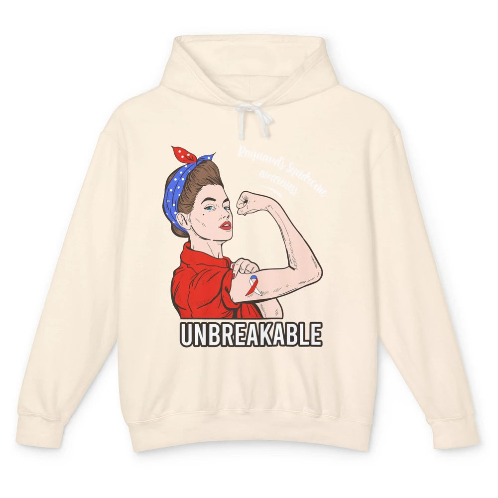 Raynaud's Syndrome Red Blue Ribbon Strong Woman Unbreakable Unisex Lightweight Hoodie