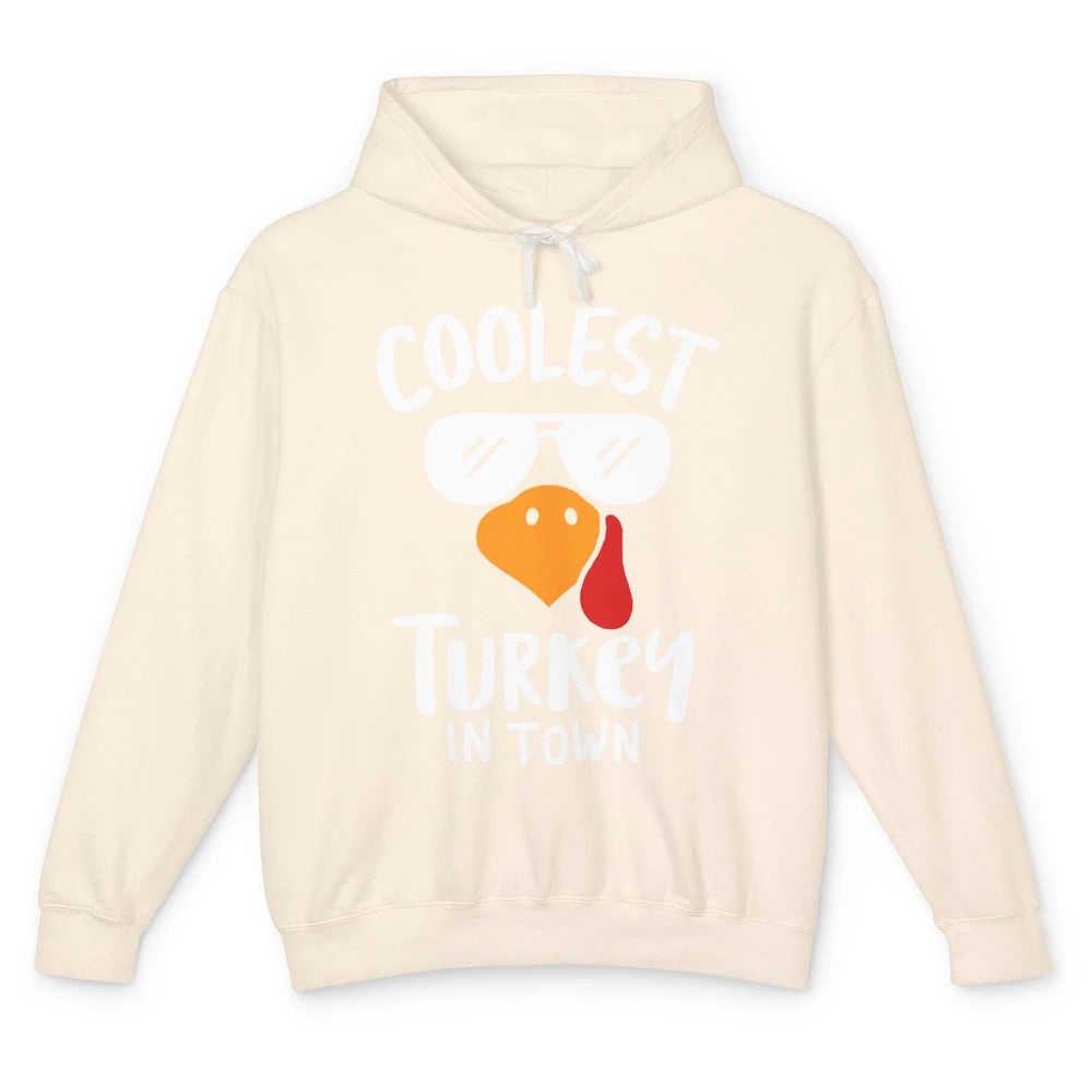 Coolest Turkey in Town Thanksgiving Dinner Funny Turkey Day Unisex Lightweight Hoodie