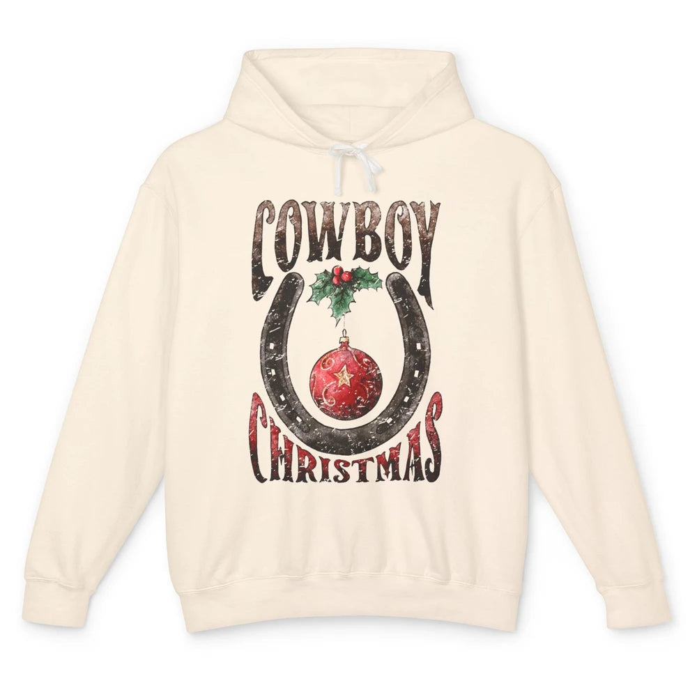 Christmas Cowboy Horseshoe Xmas Balls Western Christmas Unisex Lightweight Hoodie