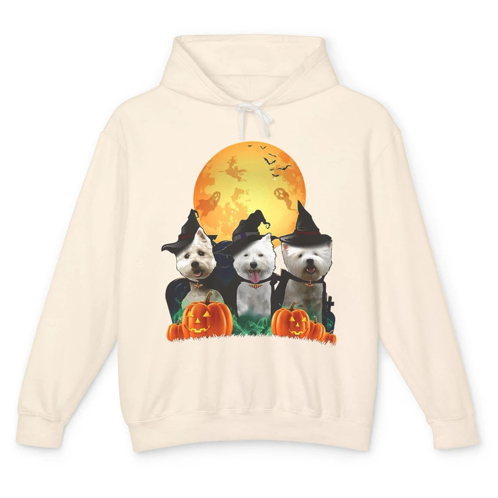 Westie Witch Pumpkin Jack-o-lantern Halloween Dog Mom Gift Unisex Lightweight Hoodie