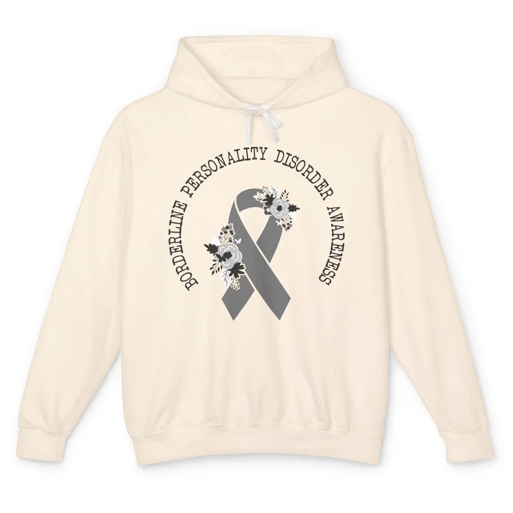 Borderline Personality Disorder Awareness BPD Gray Ribbon Unisex Lightweight Hoodie