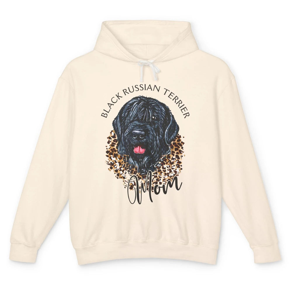 Black Russian Terrier Dog Mom Black Russian Terrier Leopard Unisex Lightweight Hoodie