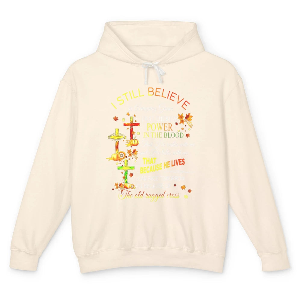 Autumn Fall Still Believe In Amazing Grace Cross Christian Unisex Lightweight Hoodie