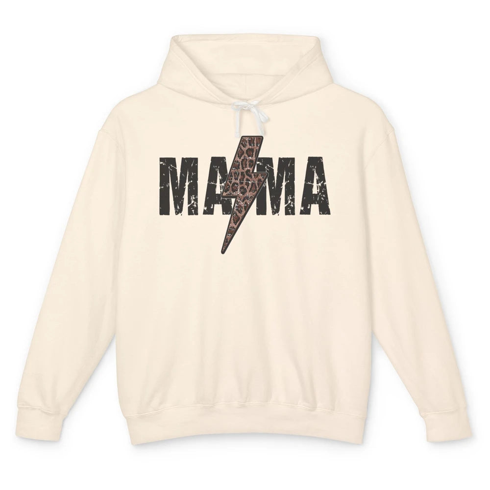 Mama Lightning Bolt Leopard Cheetah Print Mom Mothers Day Unisex Lightweight Hoodie