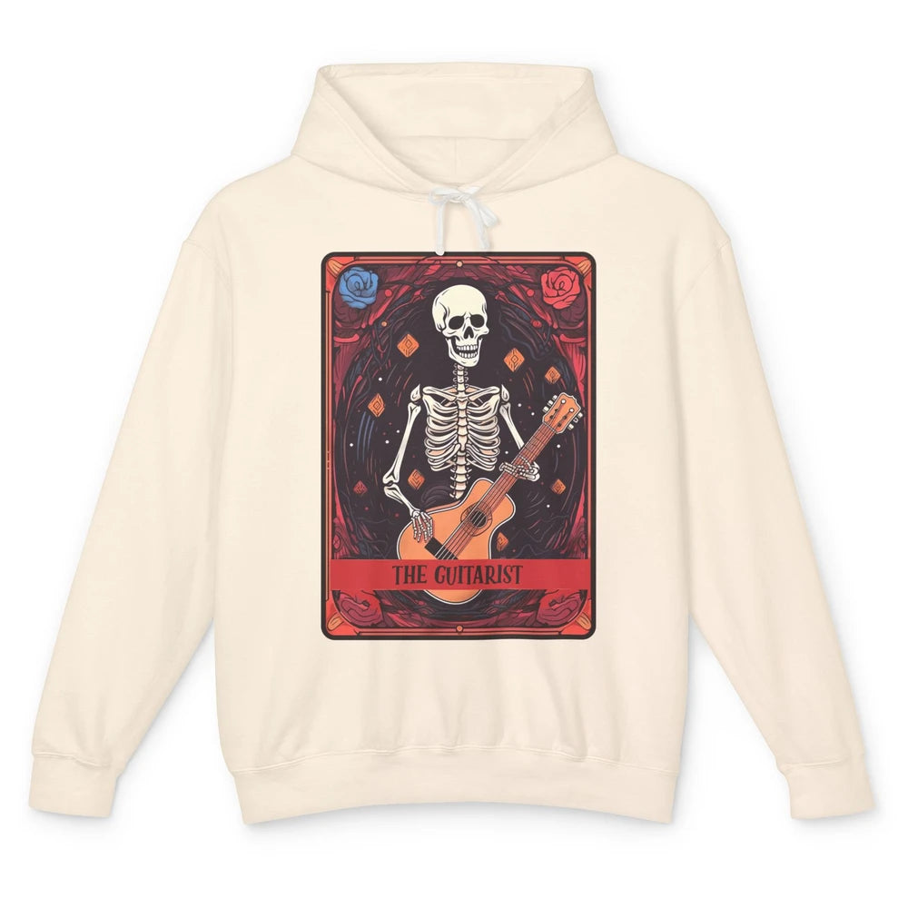 Retro Skeleton Musician The Guitarist Tarot Card Halloween Unisex Lightweight Hoodie