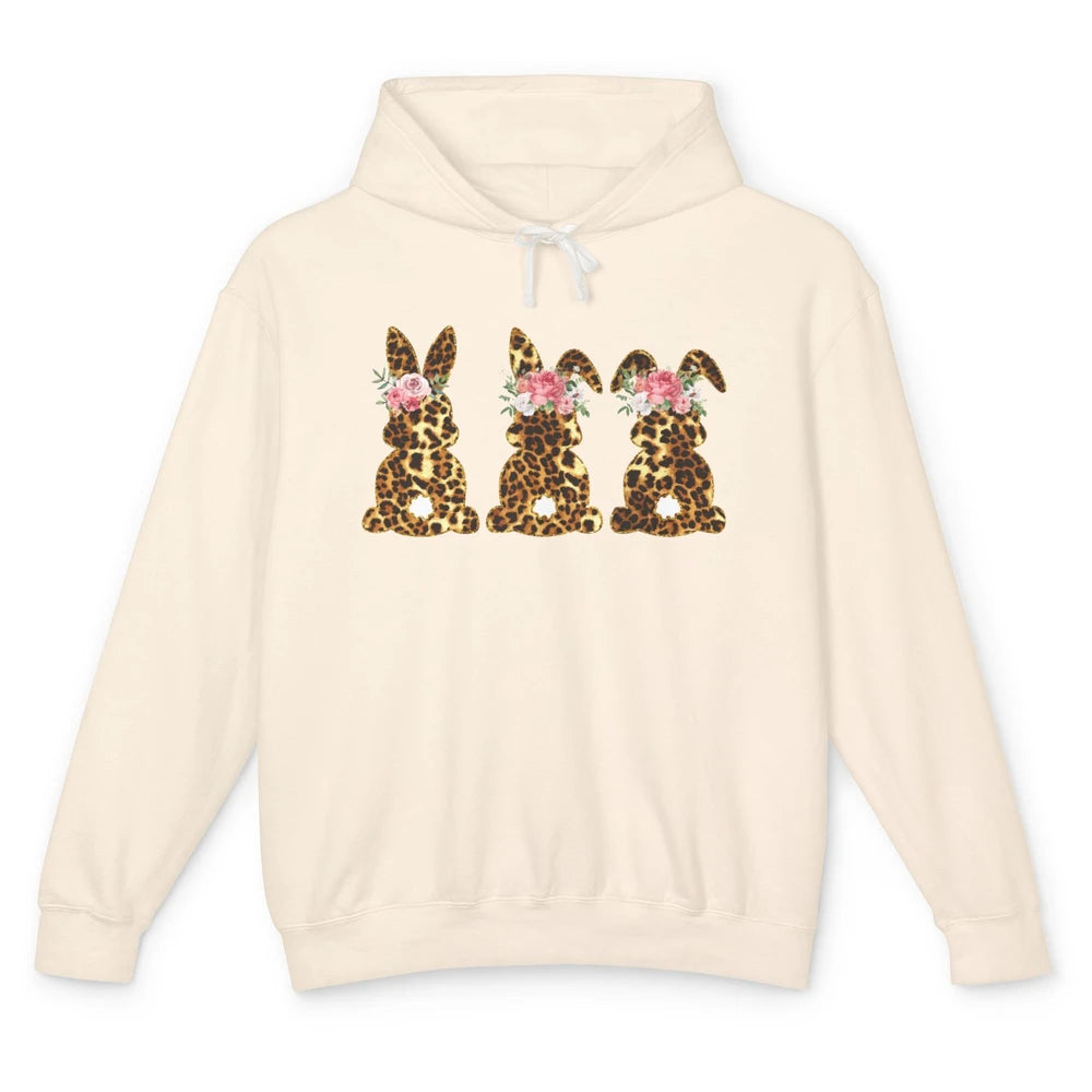 Leopard Bunnies With Flowers Cute Easter Day Bunny Lovers Unisex Lightweight Hoodie