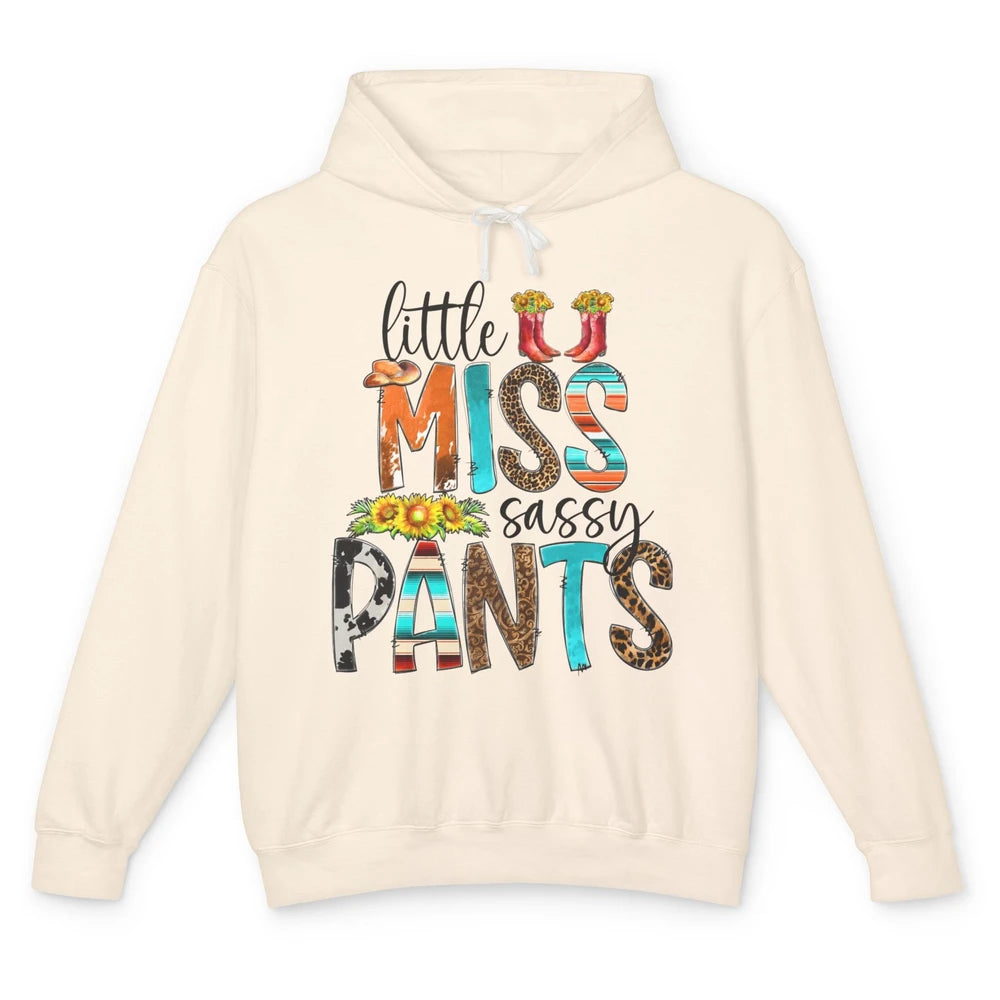 Sunflower Cowgirl Boots Hat Little Miss Sassy Pants Western Unisex Lightweight Hoodie