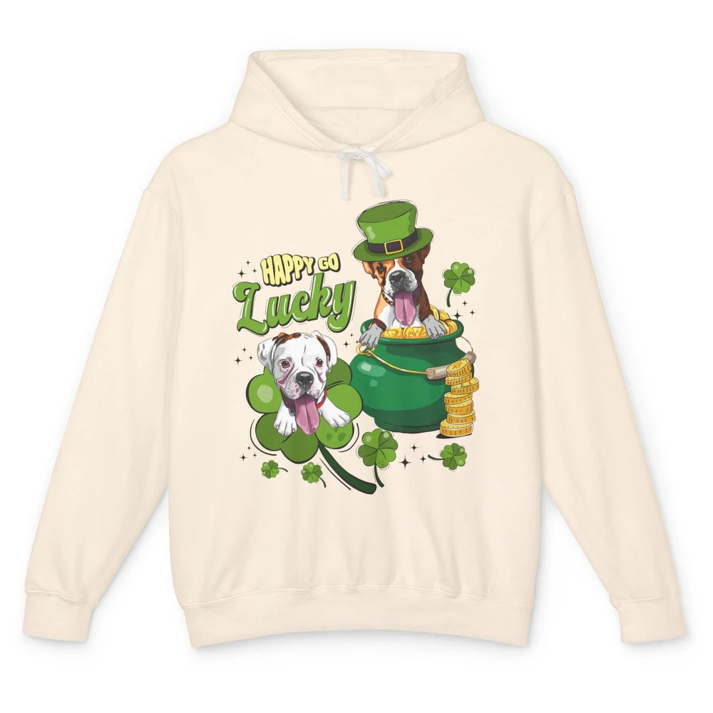 Happy Go Lucky Boxer St Patrick's Day Lucky Boxer Dog Irish Unisex Lightweight Hoodie