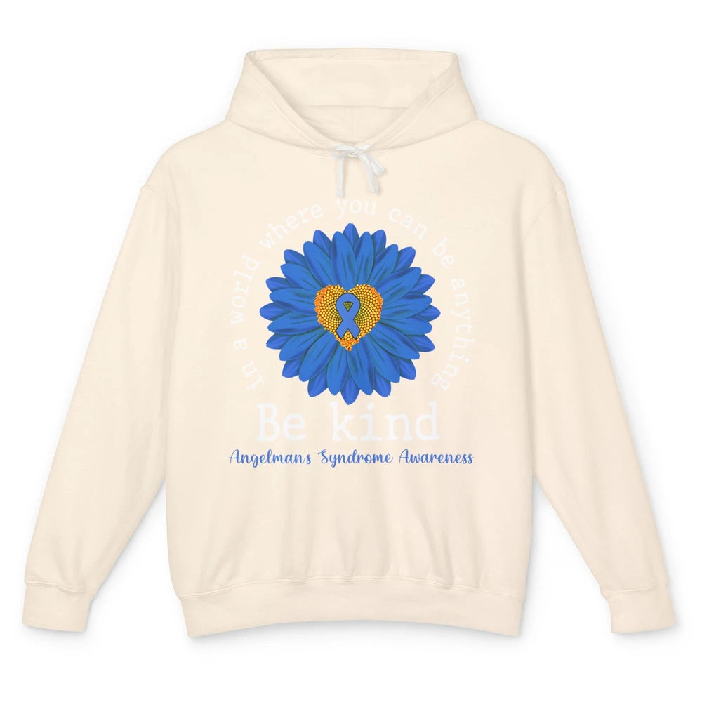 Angelman's Syndrome Awareness Blue Ribbon Sunflower Be Kind Unisex Lightweight Hoodie