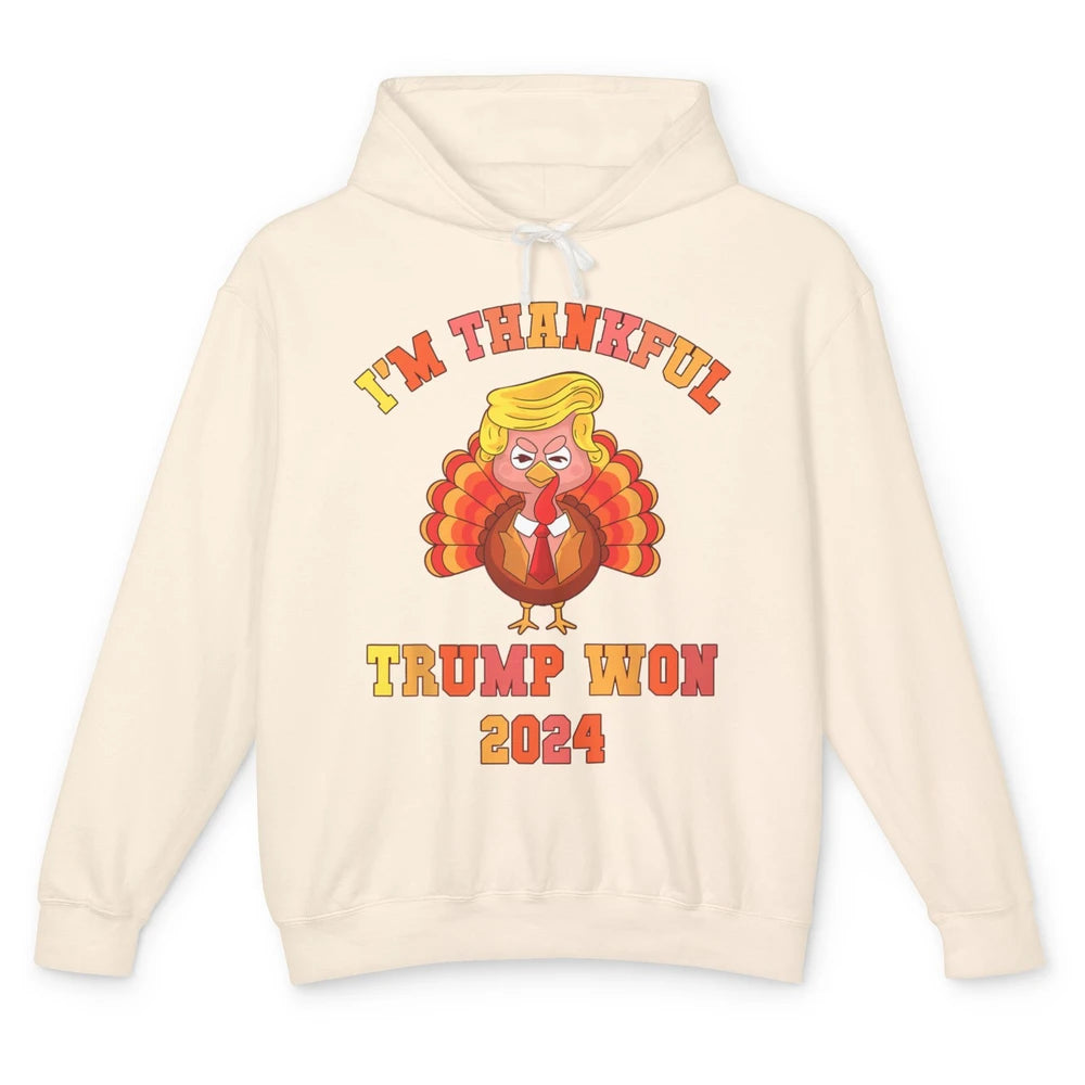 Funny Donald Trump Make Thanksgiving Great Again Thankful Trump Won Republican Unisex Lightweight Hoodie