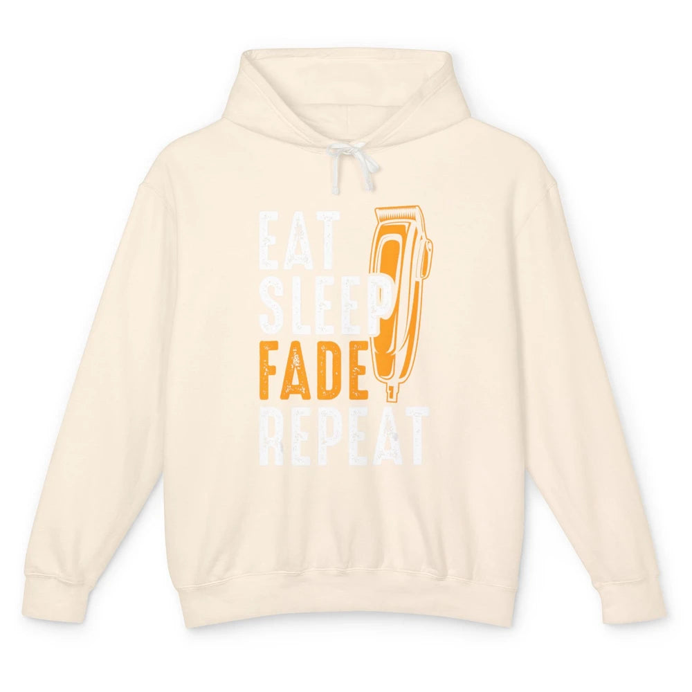 Eat Sleep Fade Repeat Barber Hairstylist Hairdresser Retro Unisex Lightweight Hoodie