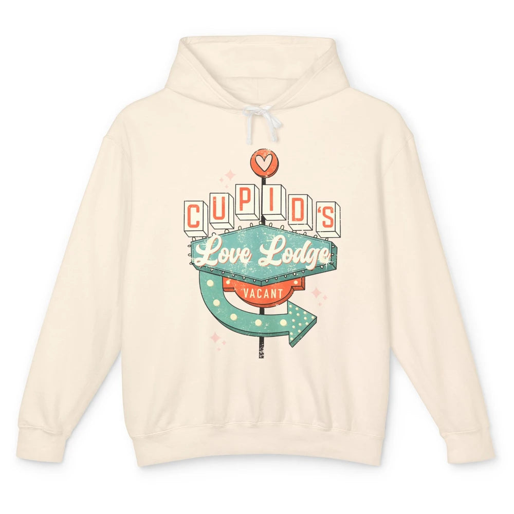 Retro Valentines Cupid's Love Lodges Funny Couples Valentine Unisex Lightweight Hoodie