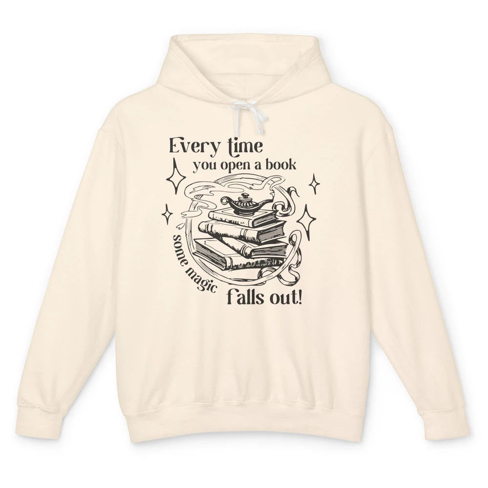 Every Time You Open Book Magic Falls Out Bookish Aesthetic Unisex Lightweight Hoodie