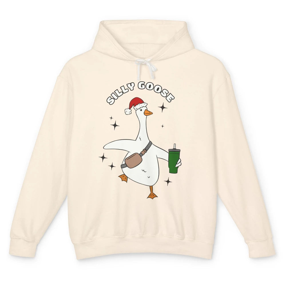 Funny Silly Goose Boojee Christmas Goose Bag And Cup Holiday Unisex Lightweight Hoodie