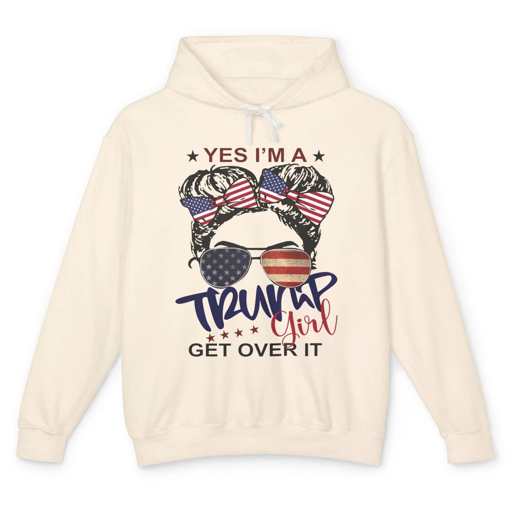 I'm Trump Girl Get Over It US Flag Girl Republican 4th July Unisex Lightweight Hoodie